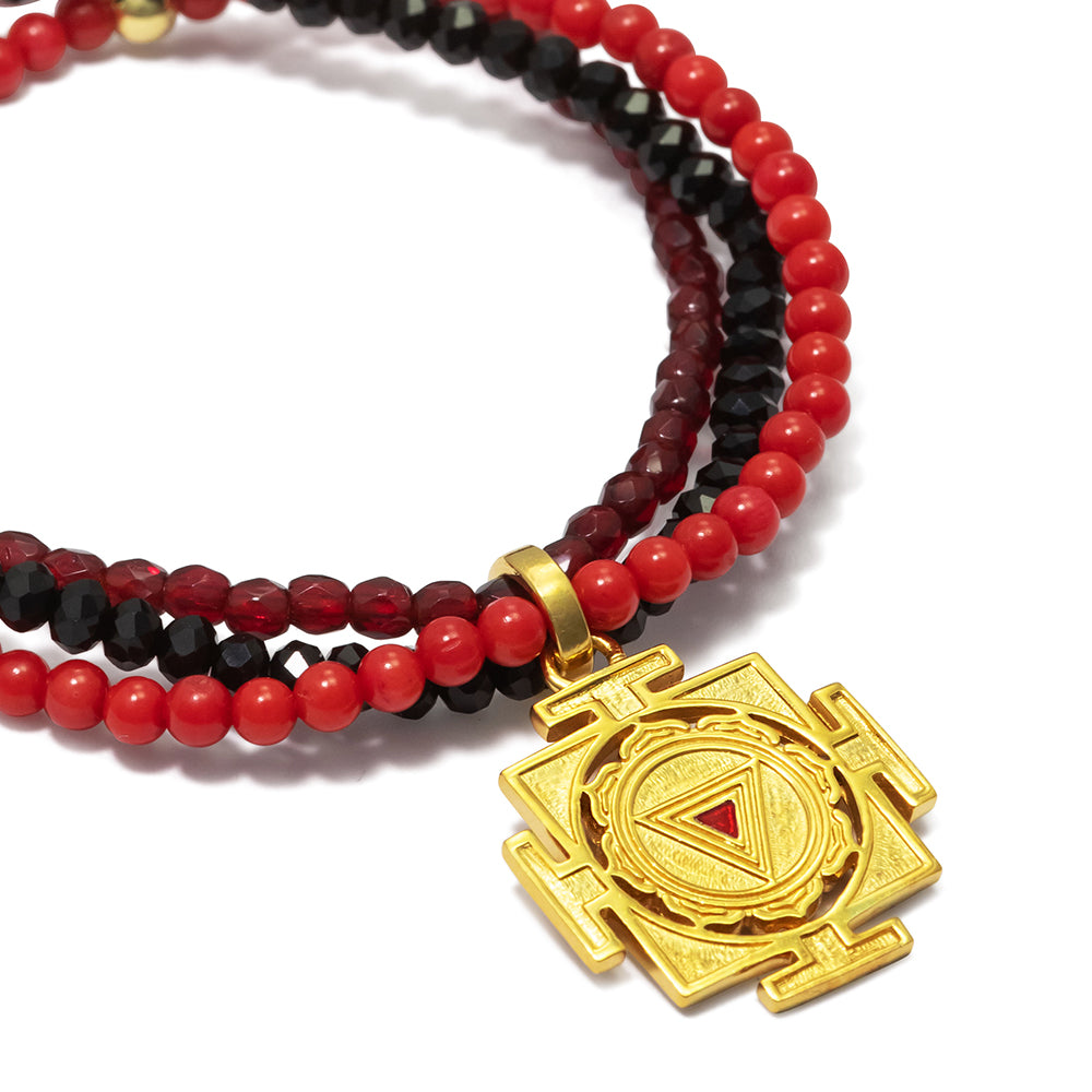 Kali Yantra Gemstone Bracelet Gold Plated by ETERNAL BLISS - Spiritual Jewellery