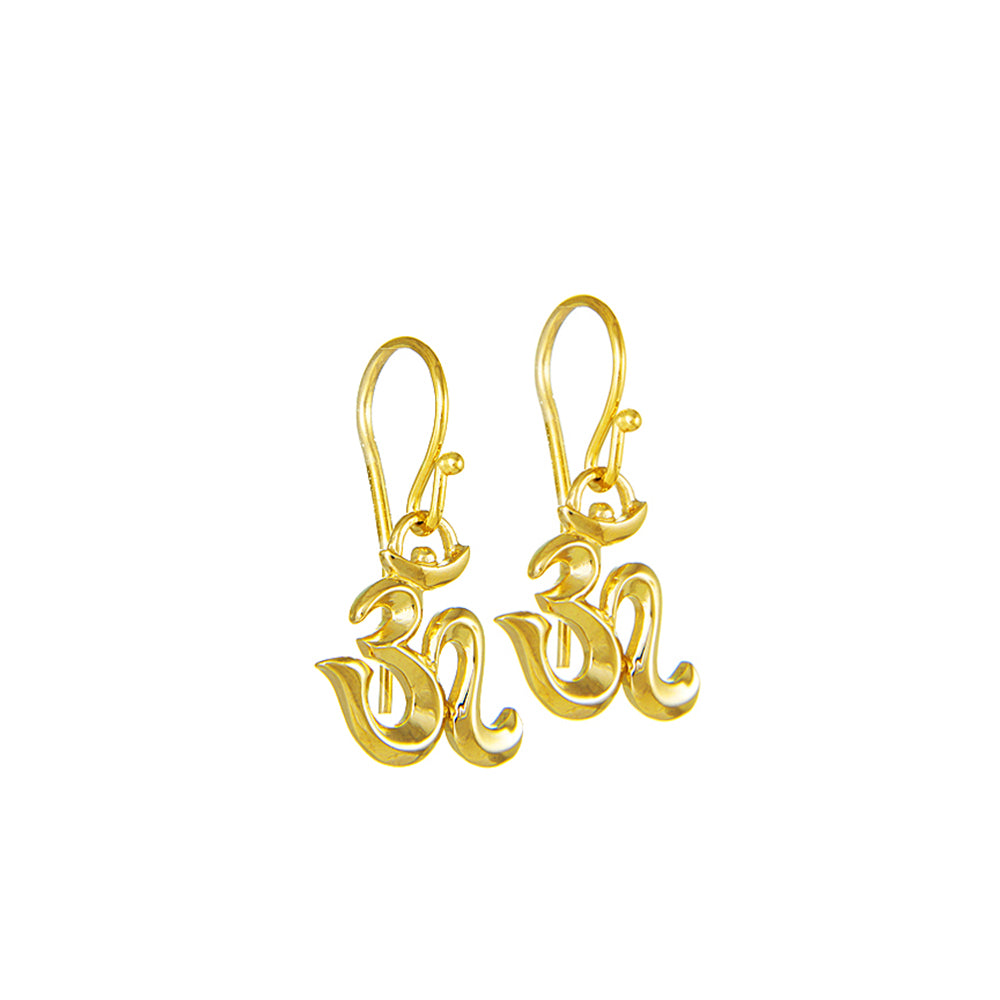 Gold-plated Mini Om drop earrings by ETERNAL BLISS - Spiritual Jewellery