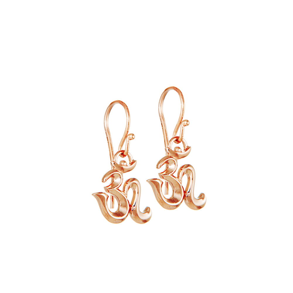 Rosegold-plated Mini Om drop earrings by ETERNAL BLISS - Spiritual Jewellery