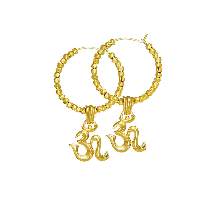 Mini Om Kreolen mit Beads vergoldet von ETERNAL BLISS - Spiritueller Schmuck