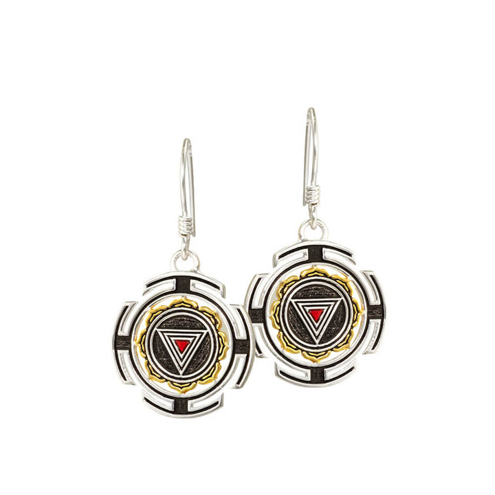 Kali Yantra Ohrhänger Rund Mini Silber von ETERNAL BLISS - Spiritueller Schmuck
