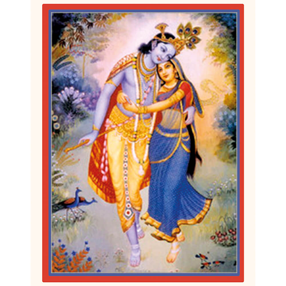 Farbige Götterdarstellung Krishna - Gotte der Liebe und Freundschaft