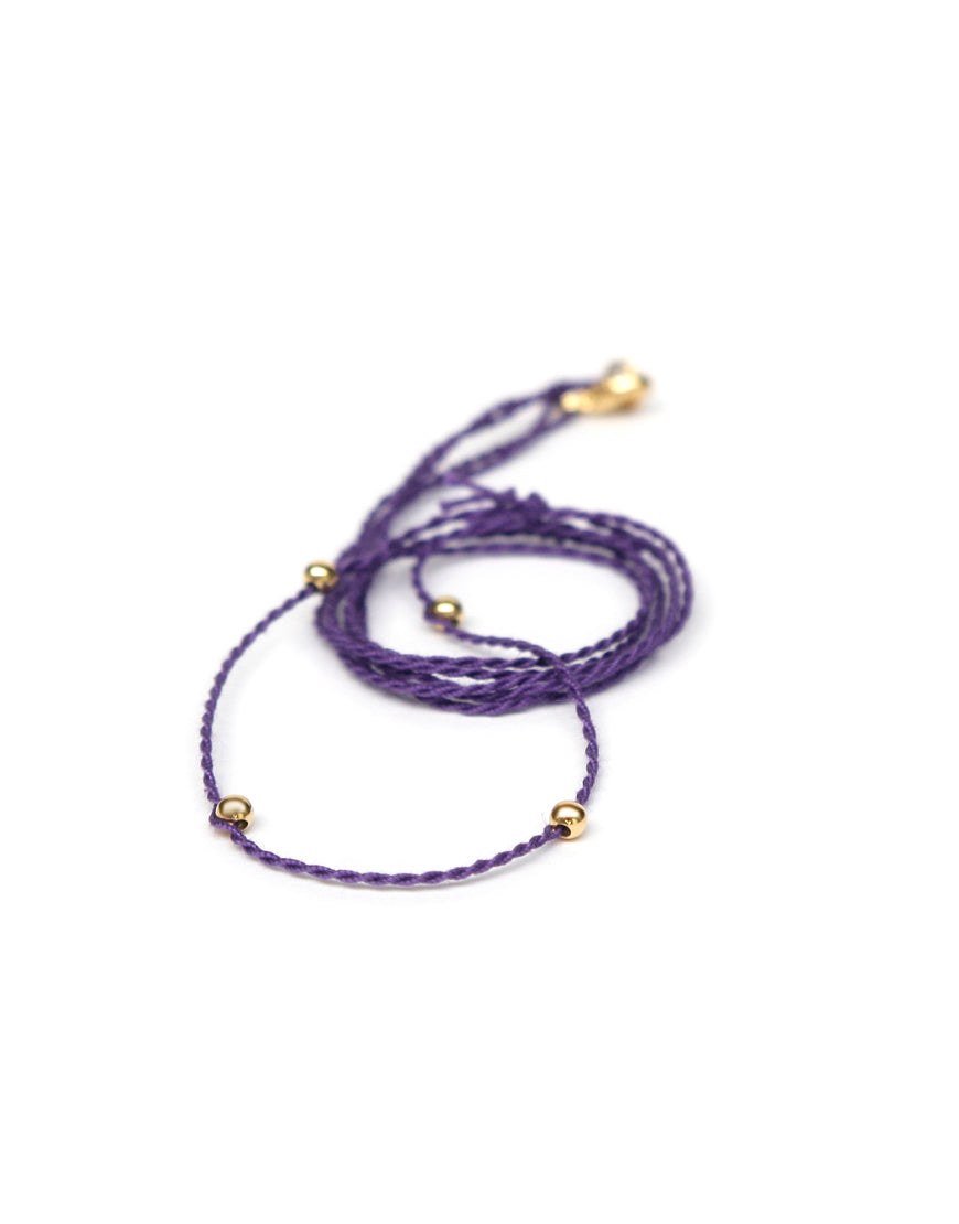 Neck cord in amethyst/gold