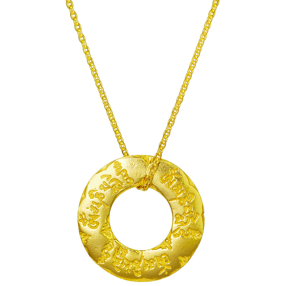 Om Mani Padme Hum Mantra Anhänger vergoldet mit Kette von ETERNAL BLISS - Spiritueller Schmuck