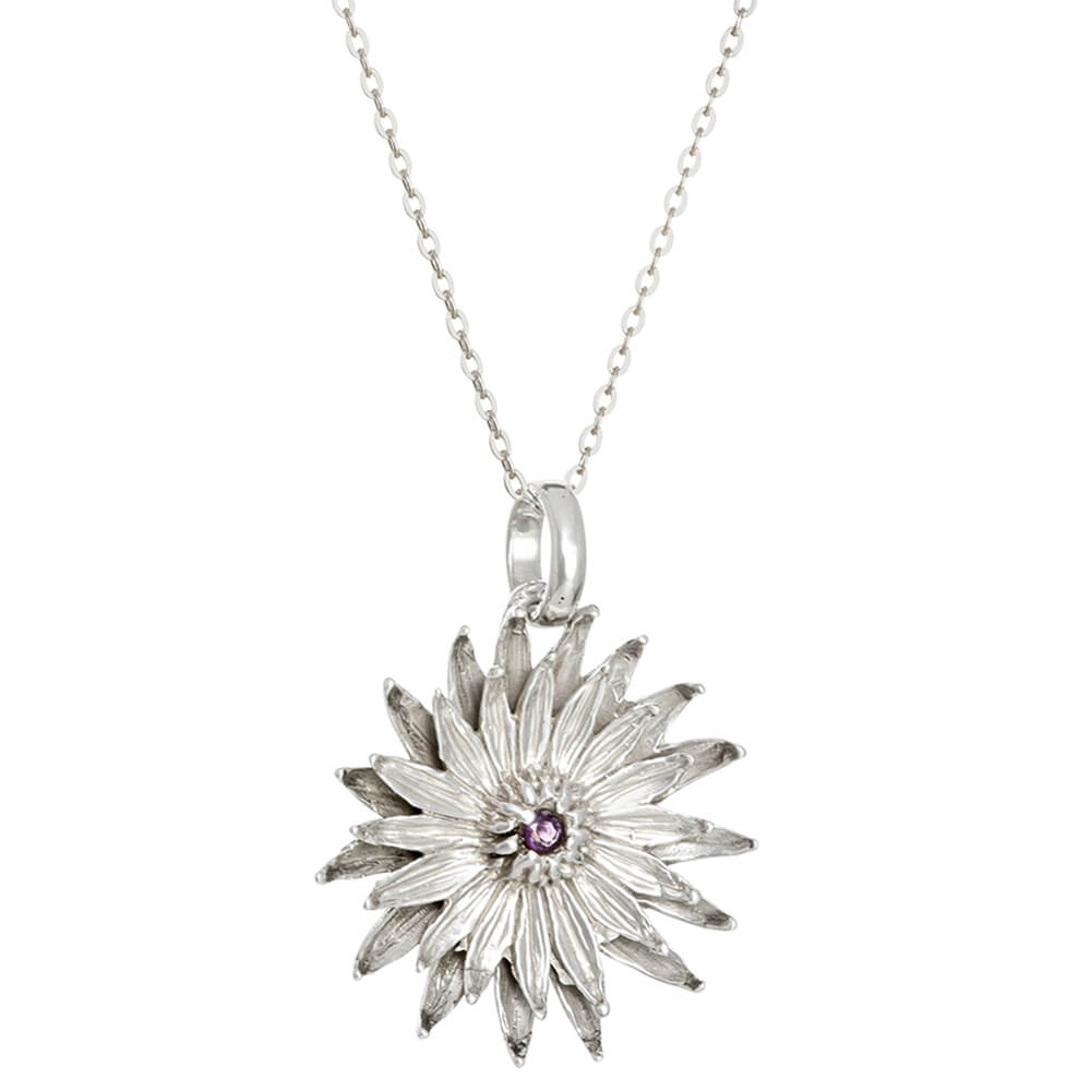 Silver Purple Nymph Waterlily pendant with Amethyst by TERNAL BLISS - Spiritual Jewellery