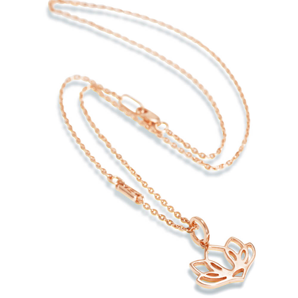 Halskette mit Fünfblättrigem Lotus Anhänger aus rosévergoldetem Sterling Silber mit von ETERNAL BLISS - Spiritueller Symbol Schmuck
