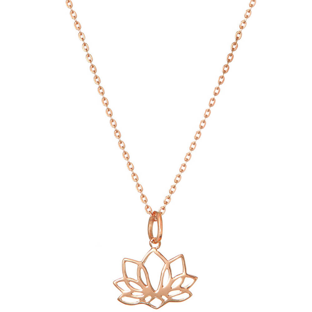 Siebenblättriger Lotus Anhänger aus rosévergoldetem Sterling Silber von ETERNAL BLISS - Spiritueller Symbol Schmuck