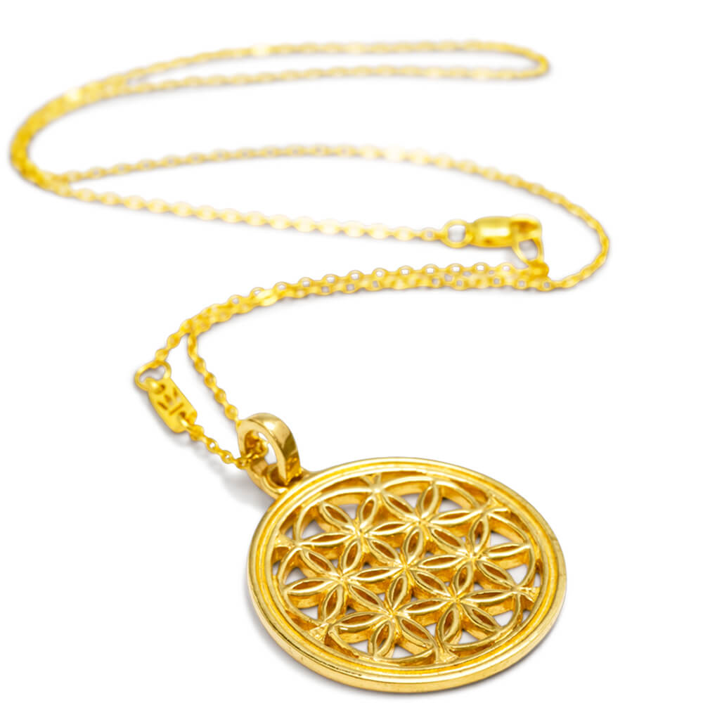 Flower of Life pendant made of gold-plated sterling silver from the spiritual yoga jewellery collection