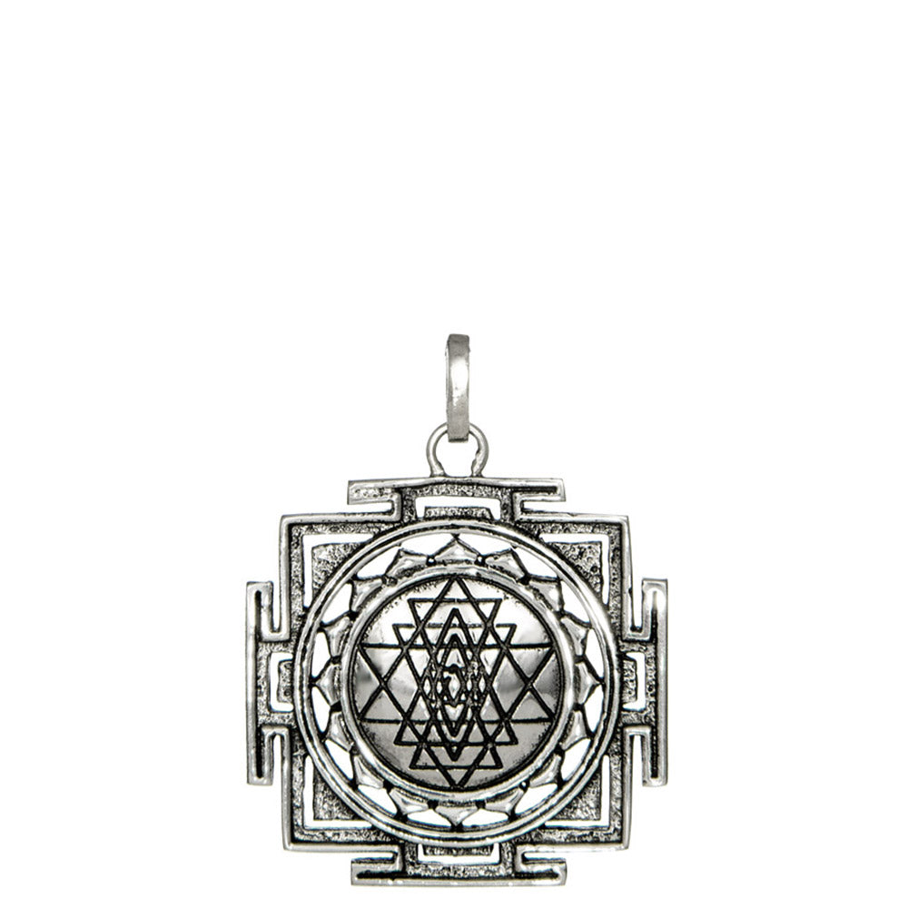 Square-shaped Sri Yantra pendant in Sterling silver by ETERNAL BLISS