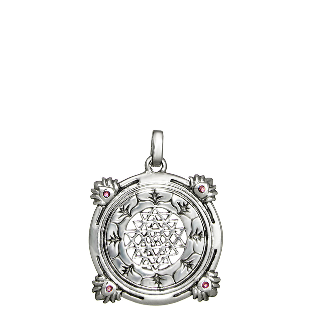 Mystic Sri Yantra pendant with rubies made from Sterling silver by ETERNAL BLISS - Spiritual Jewellery