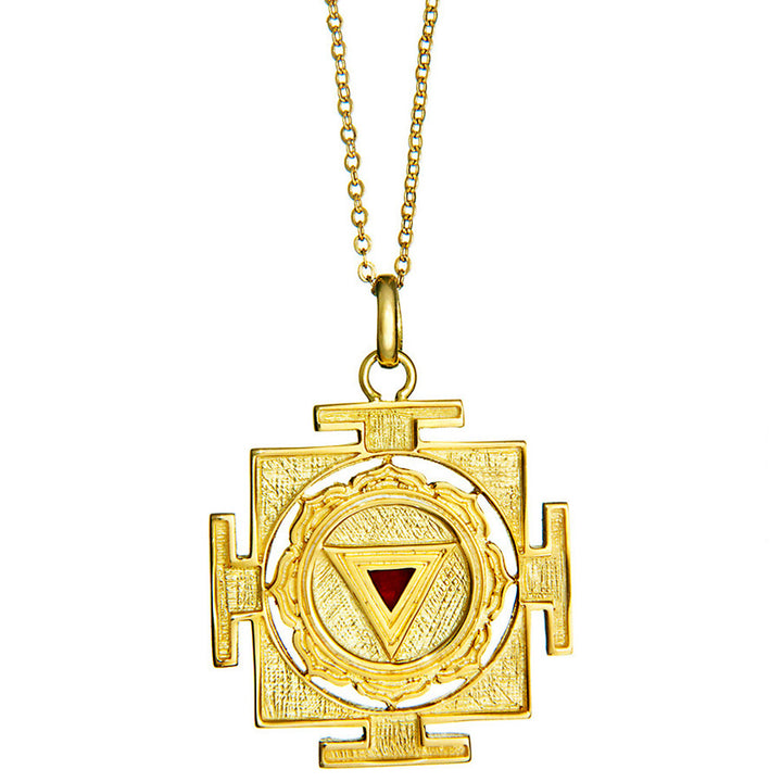 Kali Yantra Anhänger vergoldet mit Kette von ETERNAL BLISS - Spiritueller Schmuck