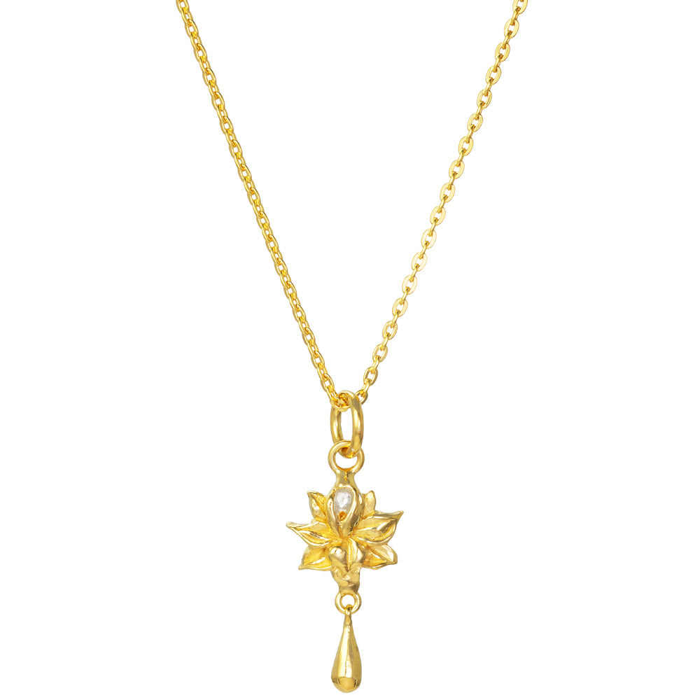 Lotusanhänger mit Bergkristall vergoldet von ETERNAL BLISS - Spiritueller Schmuck