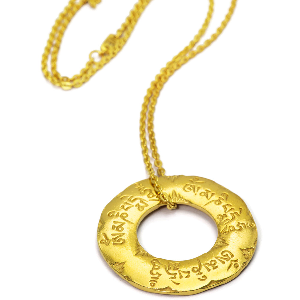 Om Mani Padme Hum mantra pendant large gold-plated