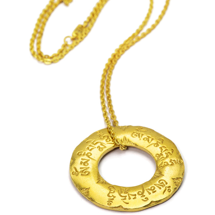 Om Mani Padme Hum mantra pendant large gold-plated