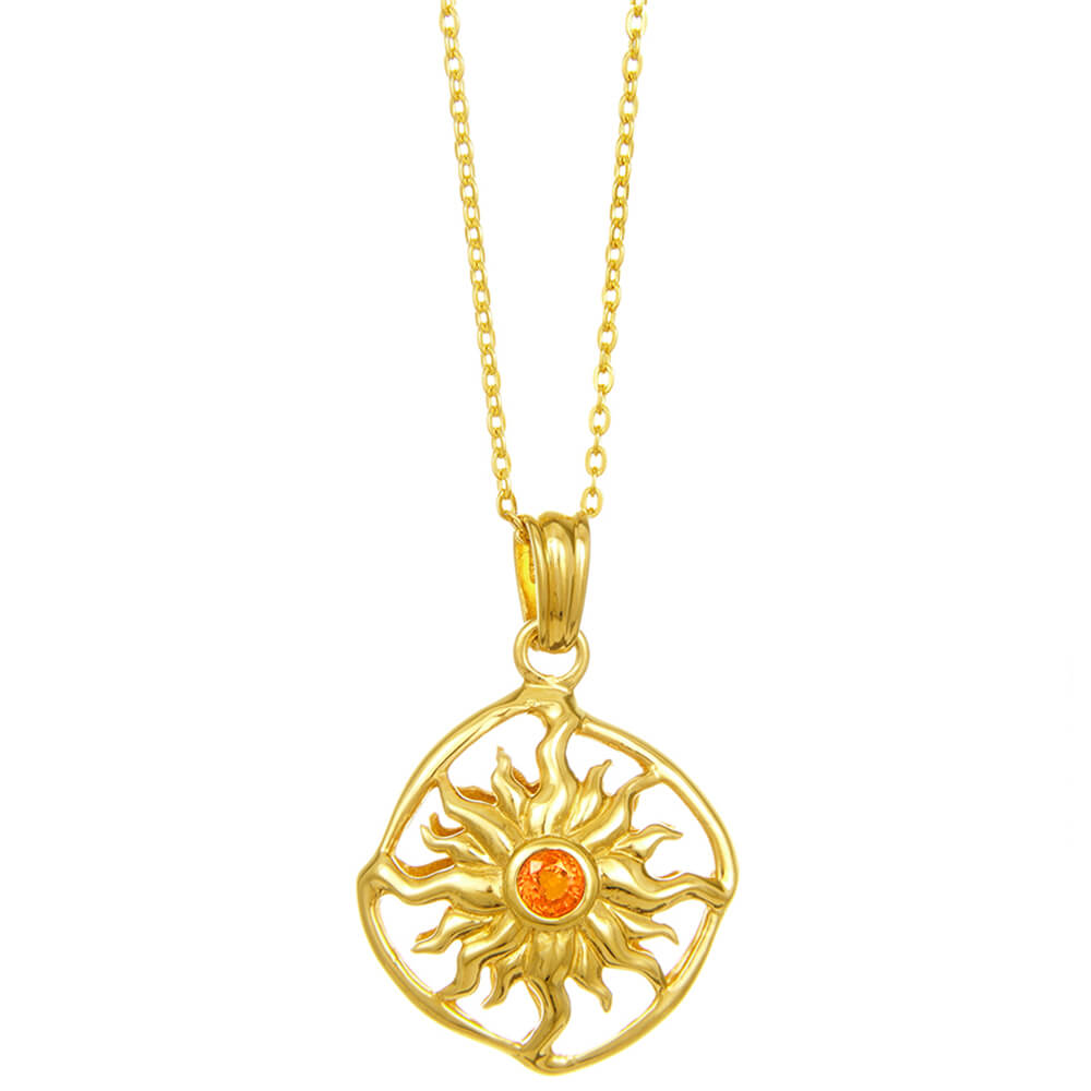 Sonnenrad Anhänger mit Saphir  mit Kette von ETERNAL BLISS - Spiritueller Schmuck