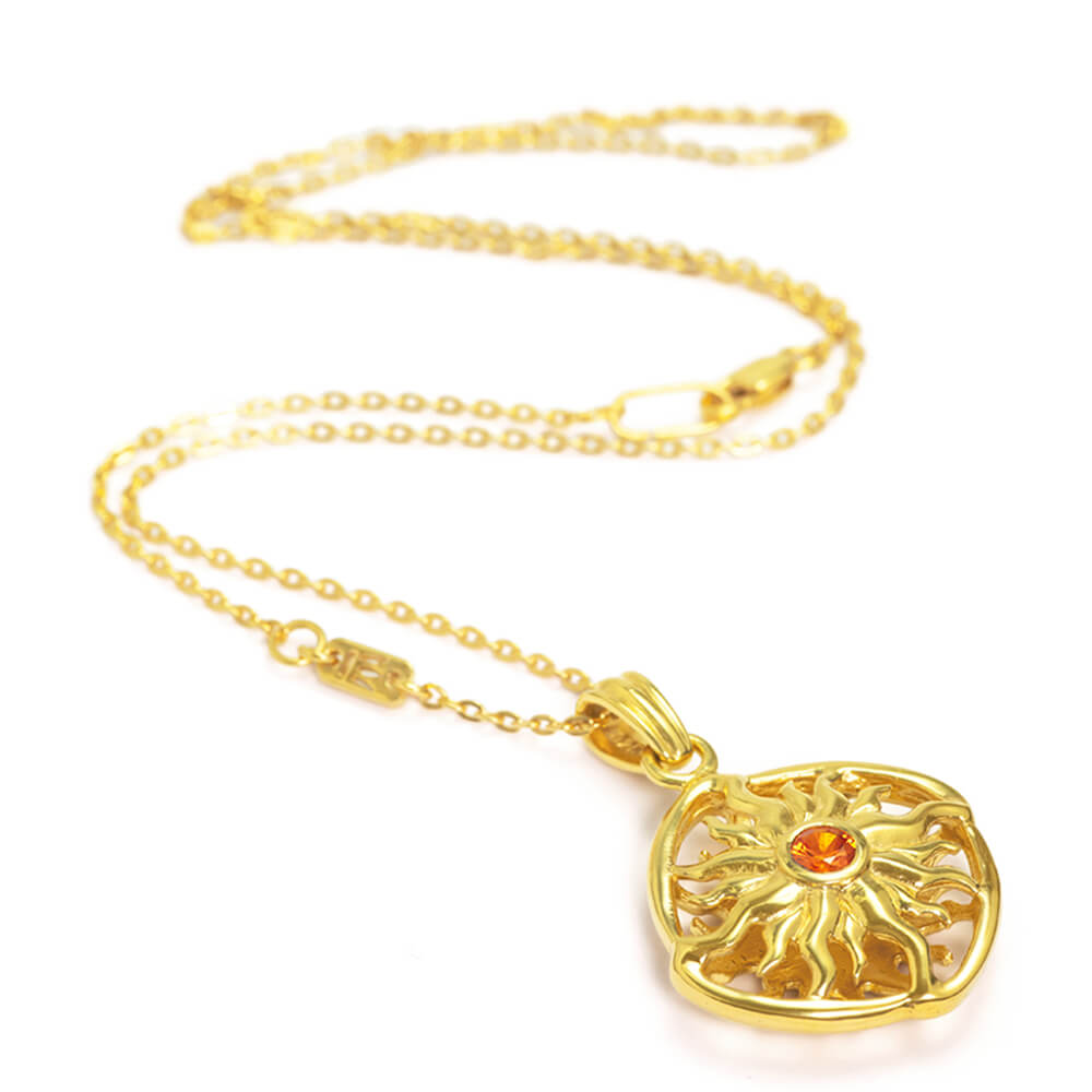 Gold-plated Sun Wheel Pendant with Saphire  by ETERNAL BLISS - Spiritual Jewellery