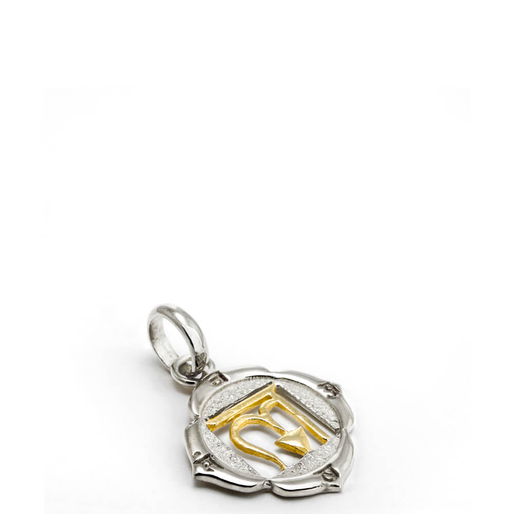 Root or Muladhara Chakra pendant made of high-quality sterling silver with partially gold-plated mantra in two sizes from ETERNAL BLISS - Spiritual Jewelry