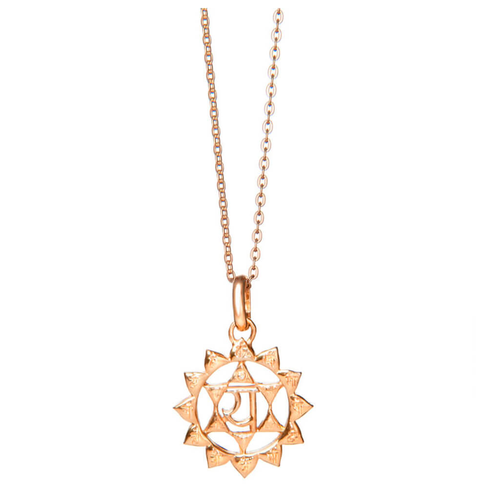 Anahata chakra pendant with mantra gold-plated