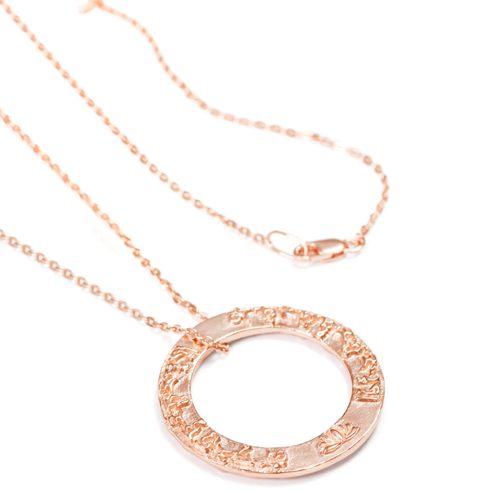 Tara Mantra pendant in rose gold plated sterling silver from ETERNAL BLISS from the Yoga jewelry collection